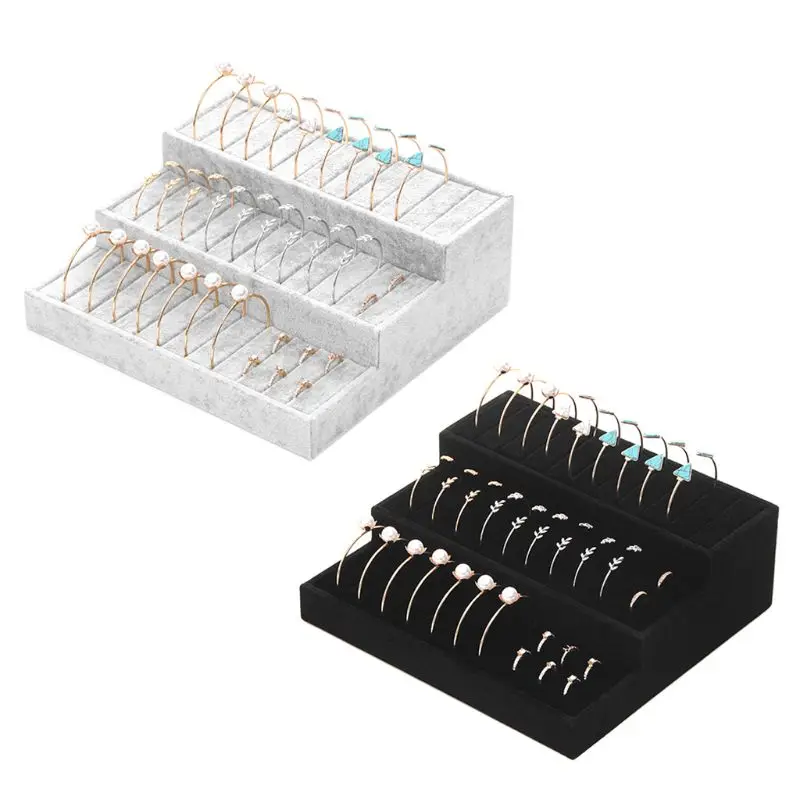 

Simple Portable Triple Bracelet Holder Jewelry Display Stand Rings Storage Organizer