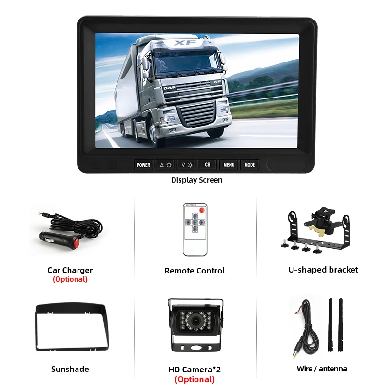 

2021 Wireless 7 inch Truck Monitor Car Reverse Reversing Backup Rear View Camera for Trucks Bus Excavator Caravan RV Trailer