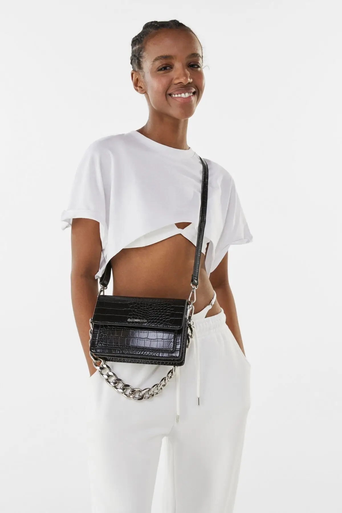 

Women's Black Crocodile Pattern Clutch Bag 03470668