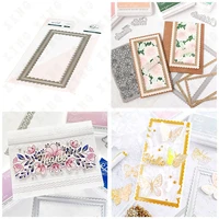 diy crafts mini slimline stitched scalloped rectangle metal cutting dies scrapbooking diary paper decoration embossing templates