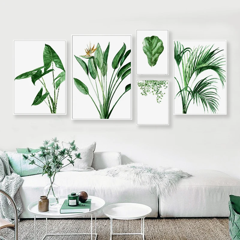 

Modern Scandinavian Alocasia Leaves Green Plants Canvas Paintings Nordic Wall Art Prints Pictures Living Room Home DecorPoster