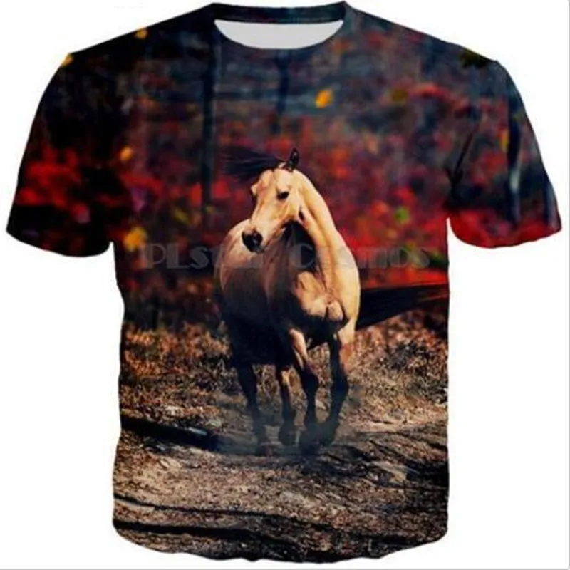 Sondirane New Fashion 3D Print Animal Horse T Shirts Women/Men Short Sleeve Tshirt Summer Funny Tee Shirt Breathable Tops 7XL | Мужская