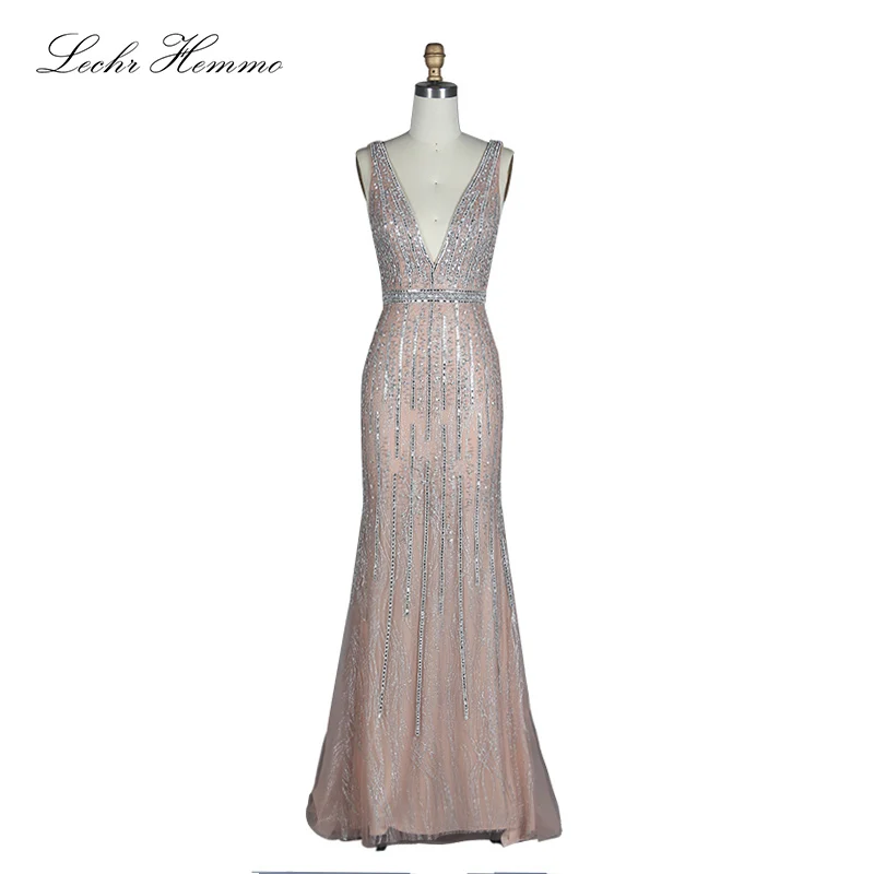 Vestido De Festa2019 новое вечернее платье, милое Розовое Кружевное длинное вечернее платье с v-образным вырезом, вечерние платья невесты, сексуальные платья с открытой спиной и жемчугом для танцев
