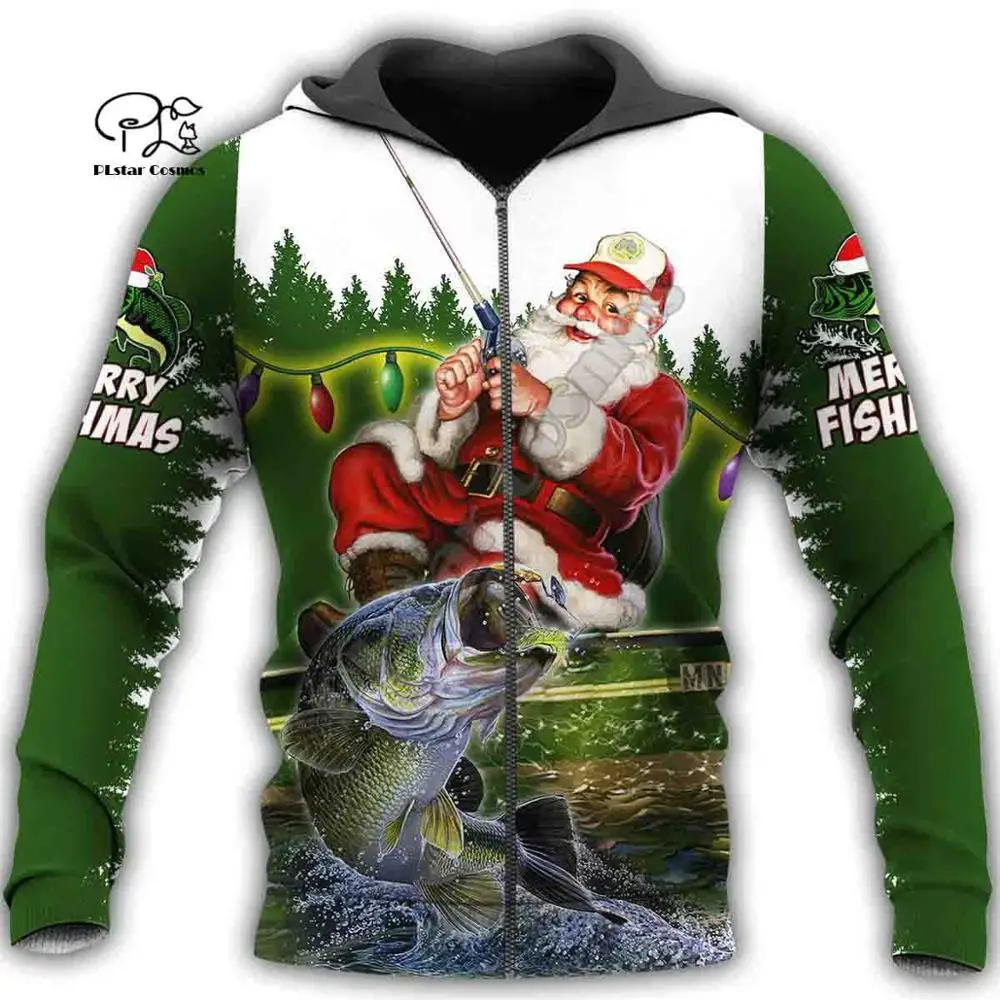 

PLstar Cosmos 3DPrint Merry Christmas Santa Claus Fishermen Harajuku Streetwear Funny Men Women Zip Hoodies/Sweatshirt/Jacket/b7