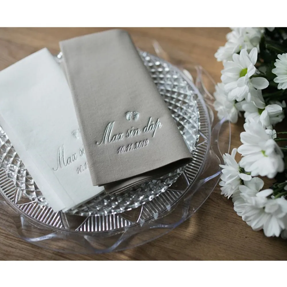 Продажа Индивидуальный логотип любой текст Baby Shower свадебные душевые салфетки Bedruckte Servietten персонализировать день рождения салфетки для ужина