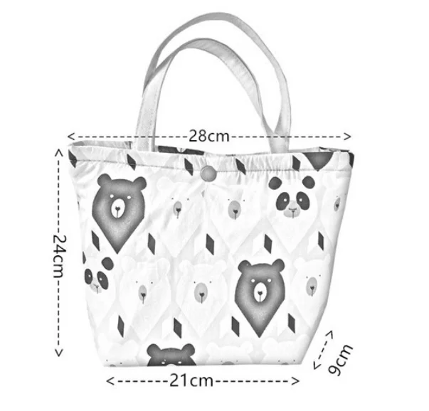 

Retro broken flower portable bag thickened with heat preservation cotton literature and art fresh portable Bento bag