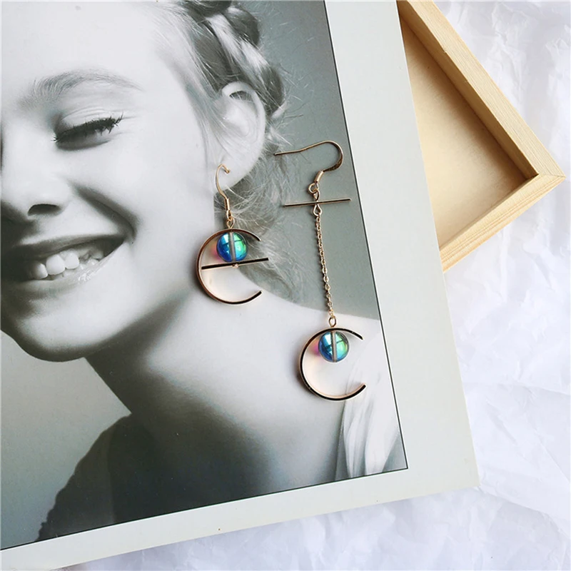 Винтажные асимметричные серьги для женщин темпераментные длинные висячие