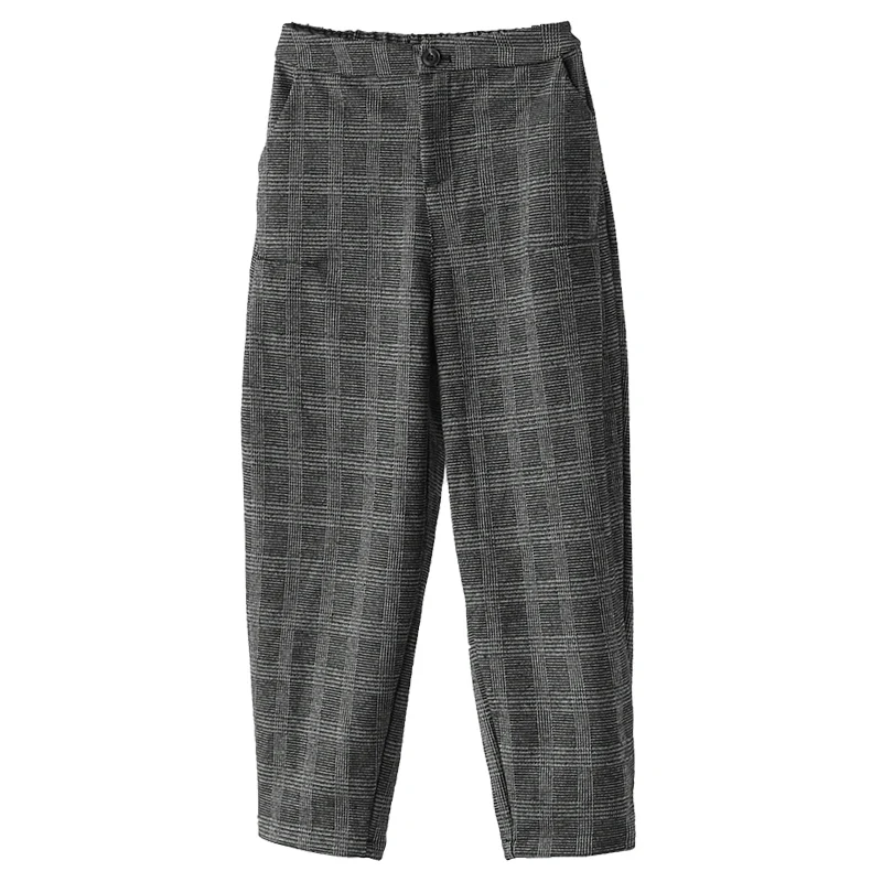 Женские клетчатые повседневные брюки Новинка осени 2019 винтажные женские на