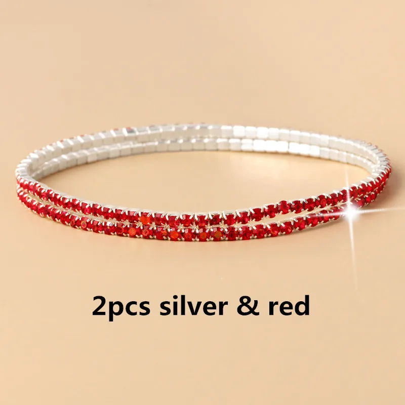 2pcs silver red 1-2 шт набор циркониевый регулируемый браслет для женщин шариковая направляющая Кристалл CZ золото/серебро цвет ювелирные изделия Pulseira Feminina - Окраска металла: 2pcs silver red