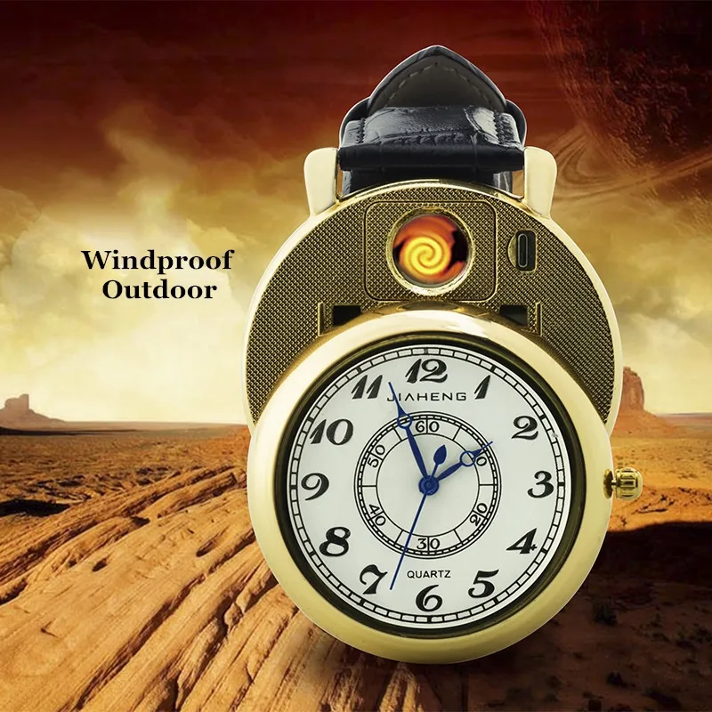 

Прикуривателя кварцевые мужские часы USB зарядка Сменный нагревательный провод Беспламенного модные Retrospective мужские часы JH358-1