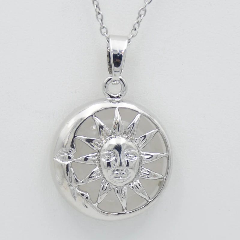 Подвески Moon Sun God и ожерелья серебряного цвета в коробке круглые бусины из
