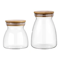 2 pcs airtight clear food storage jar container with bamboo lid 27oz800ml for kitchen tea coffee sugar flour spices