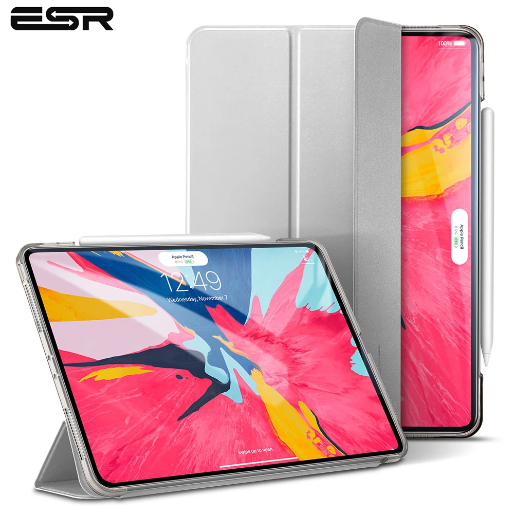 ESR, Магнитный флип-чехол для iPad Pro 12,9, из искусственной кожи, ультра тонкая прозрачная задняя крышка, трехкратный смарт-чехол для планшета, чехол для iPad
