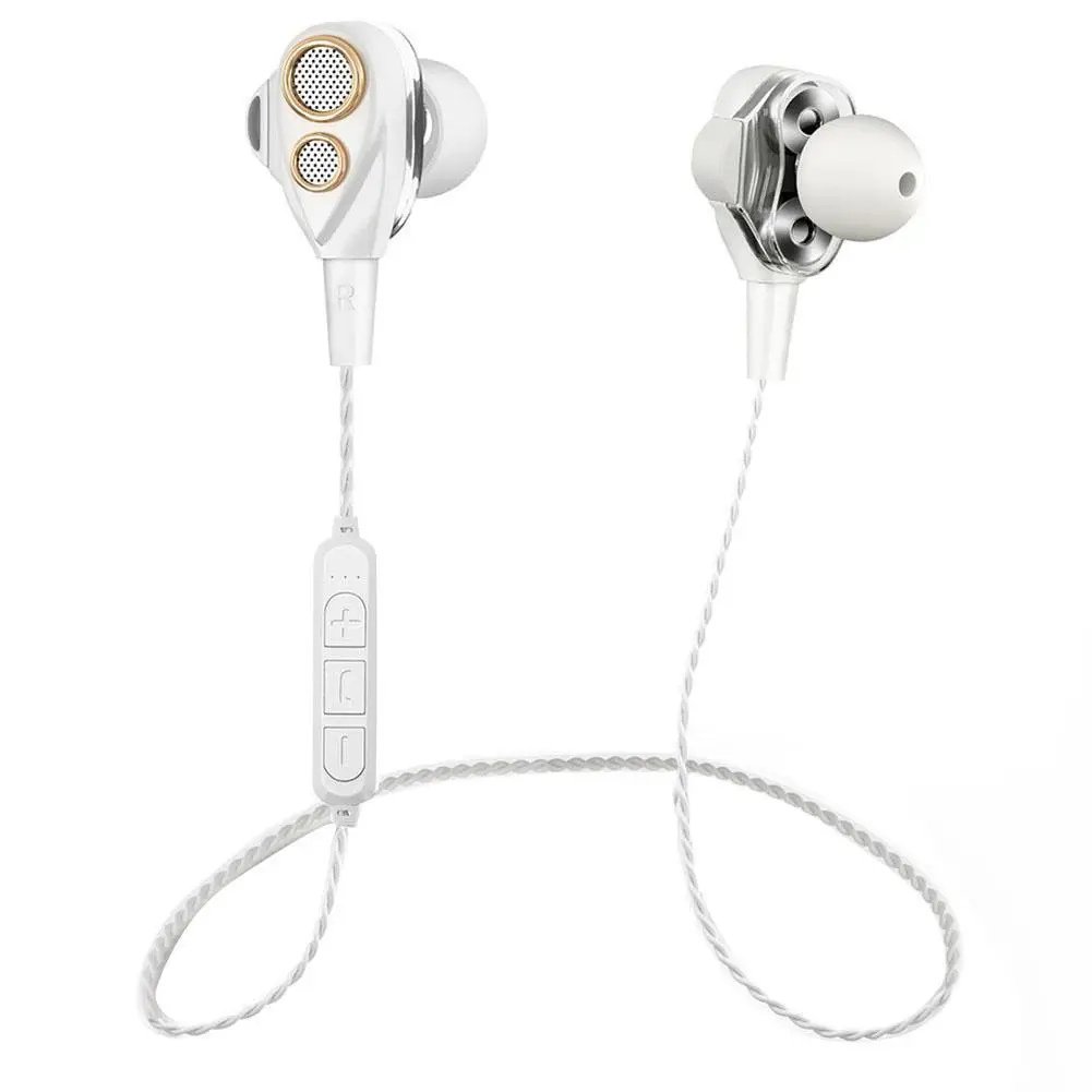 

4-Horn 6D Stereo Sound Wireless Bluetooth 4.1 TF Card Neckband In-ear Earphones