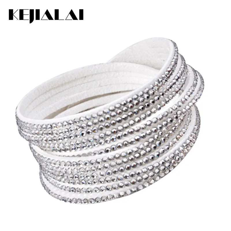 Hot Sale Women Flannelette Stone Bracelet With Full Crystal Fashion Jewelry For Female Wrap Charm Bracelet Kjl007 For Women Gift