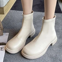 autumn winter 2021 women martin boots female fashion round toe zipper low heels shoes ladies spring ankle short chelsea boots