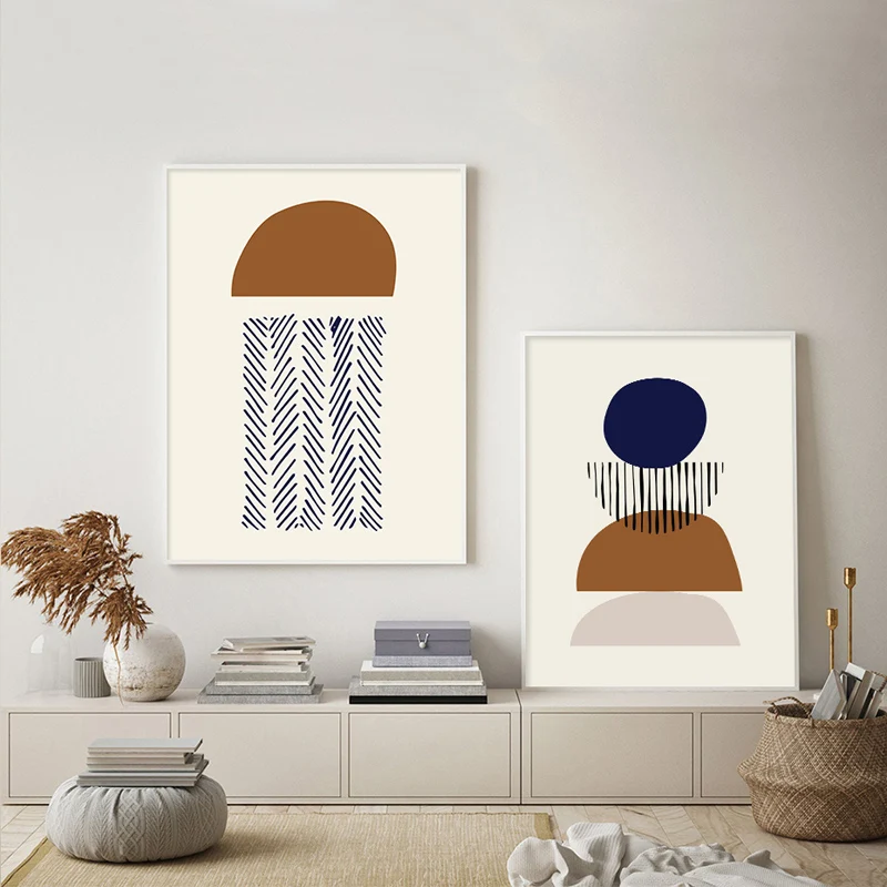 Абстрактная Настенная картина в стиле бохо природа бежевый Современная Радуга