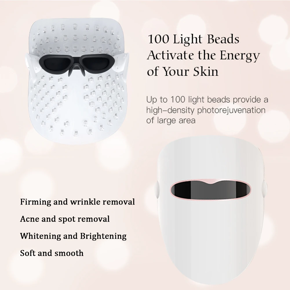 

100 LED Anti Acne Spot Remove Photon Device Face Mask Whitening Brightening Spot Rejuvenation Skin Care Beauty Tools