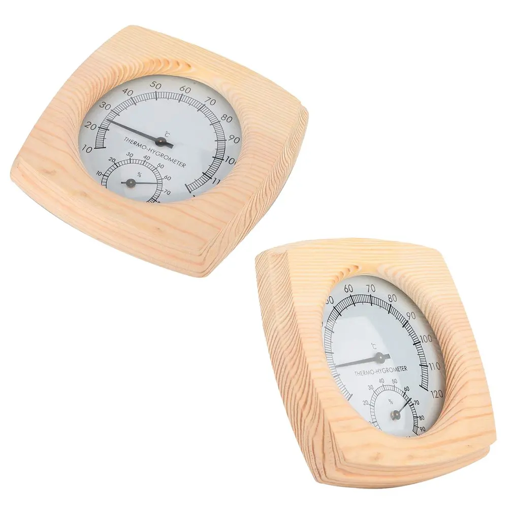 Sauna Thermometer Portable Size Wooden Sauna Room Thermometer Hygrometer Temperature Measurement Tools Accessories images - 6