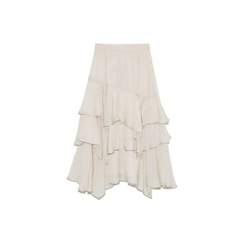 

2021 Spring Irregular Ruffles Patchwork Skirt Women High Waist Hip Slim Jupe Femme Elegant New All Match Fashion Faldas Mujer