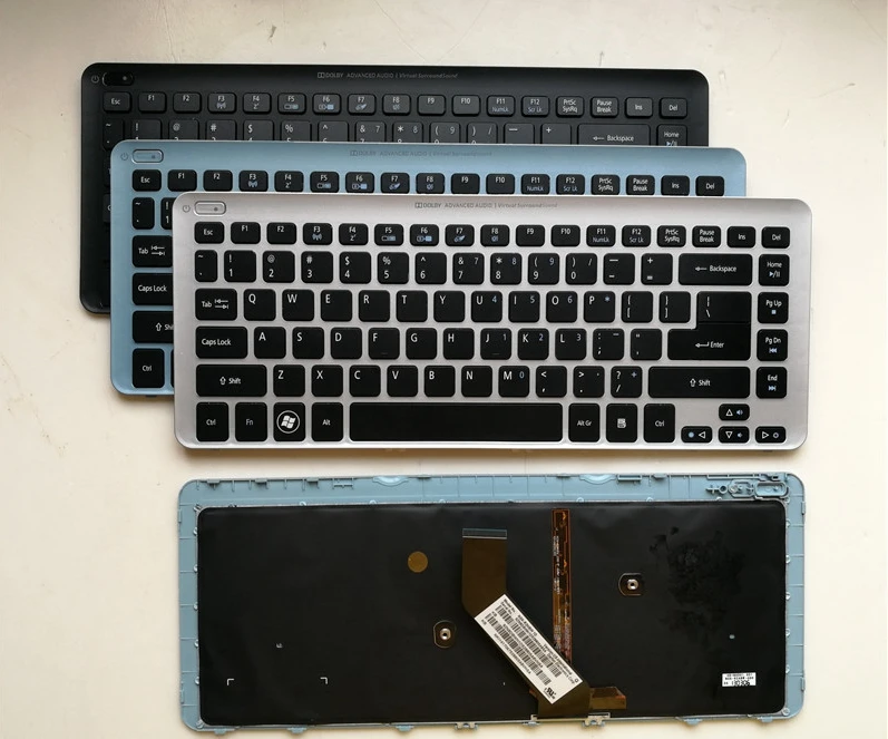 Новинка для Acer V5 471G 431G 431 471 MS2360 Клавиатура ноутбука с голубой границей и черной