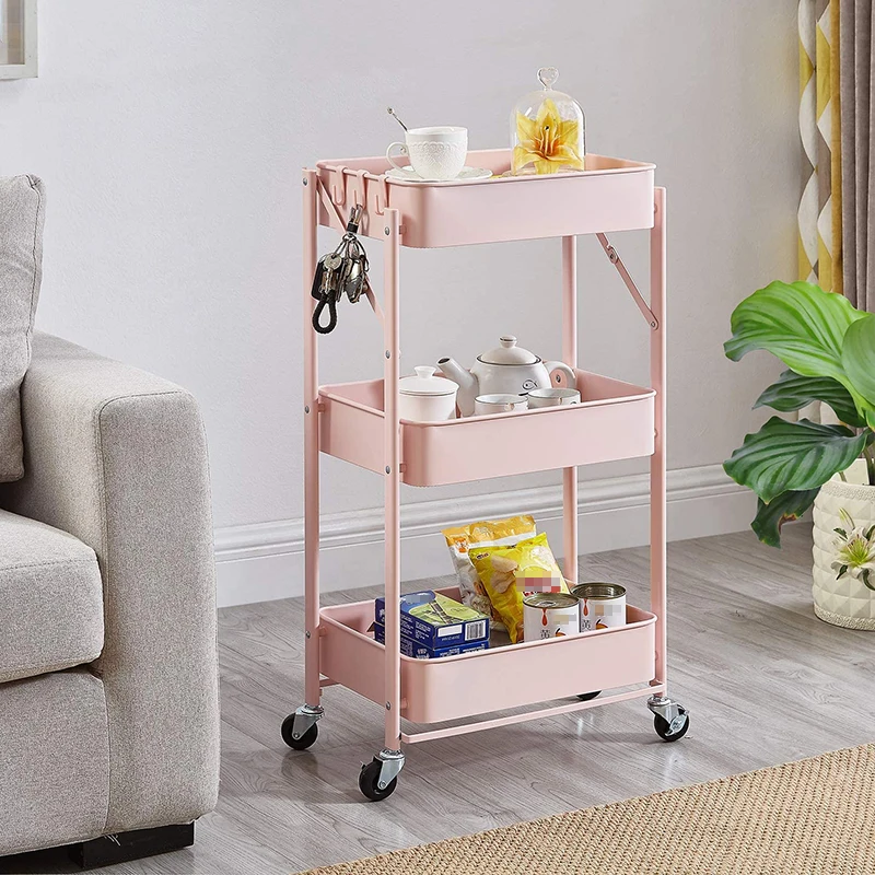 Home Kitchen Organizer 3 Tiers Movable Metal Rolling Storage Cart | Строительство и ремонт