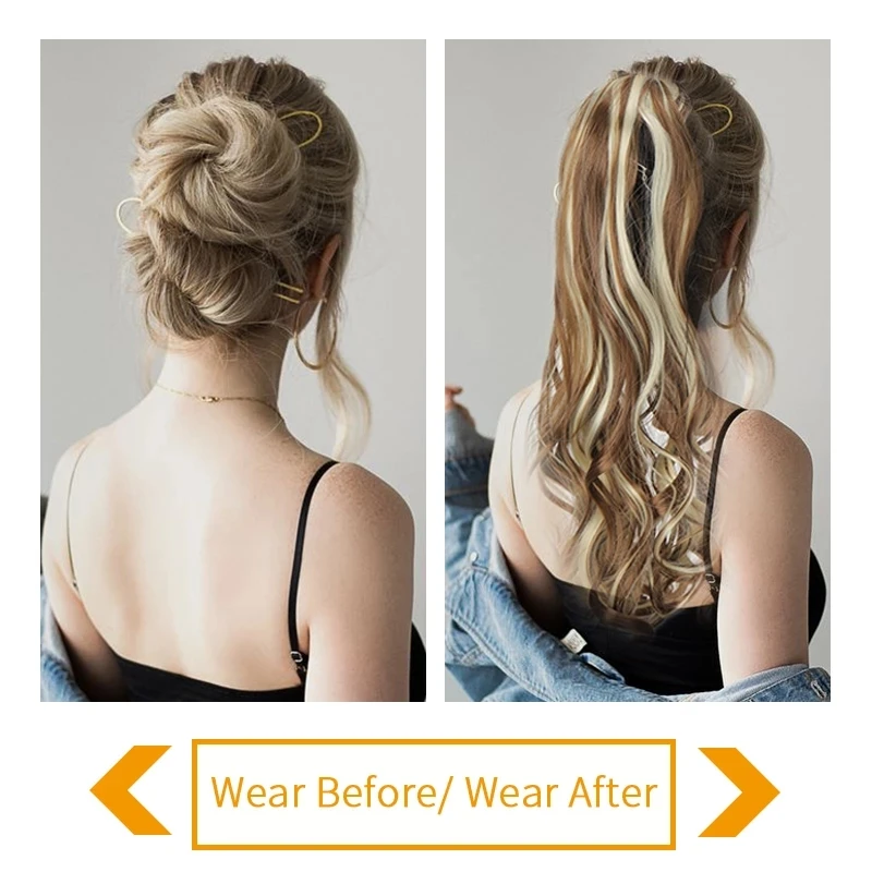 LUPU Synthetic Ponytail Hair For Women 24 Inches Long Straight Wrap Around PonyTail Clip In Hair Extensions Fake Hair Pieces