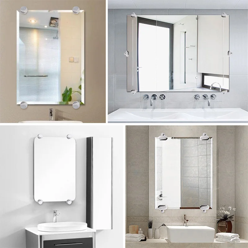 

4Pcs/lot Glass Clamp Bathroom Mirror Clips Zinc Alloy Glass Clip Shelf Support Brackets Holder