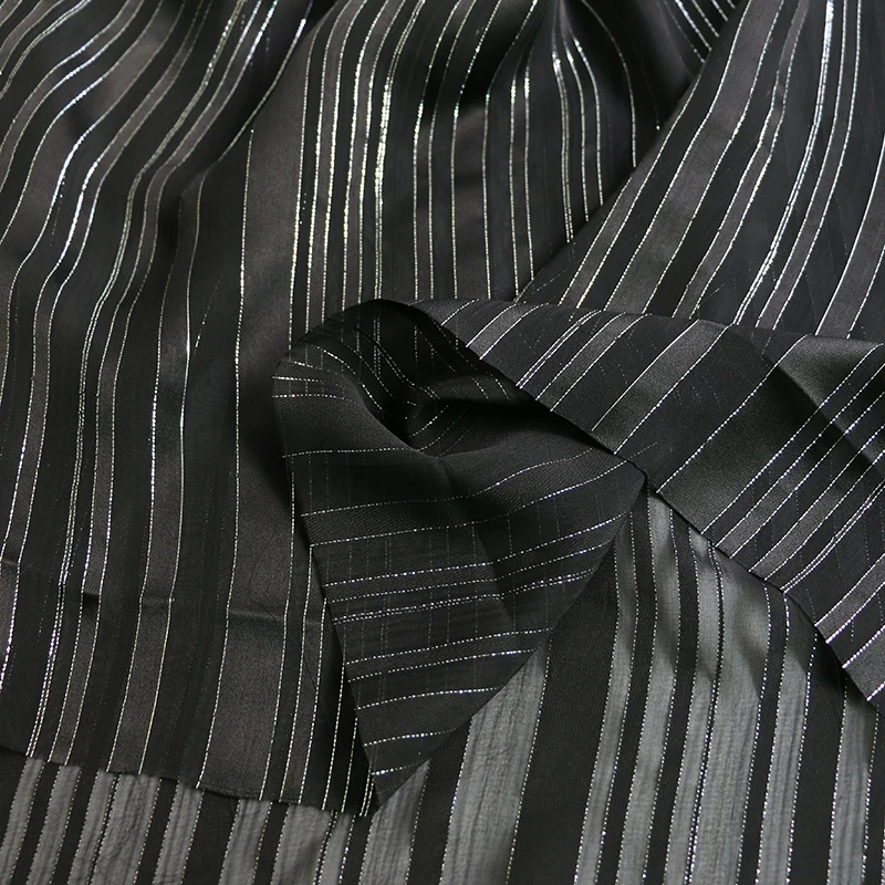 50 см * 140 черная жаккардовая пряжа шелковая жоржет ткань Швейные платья для женщин