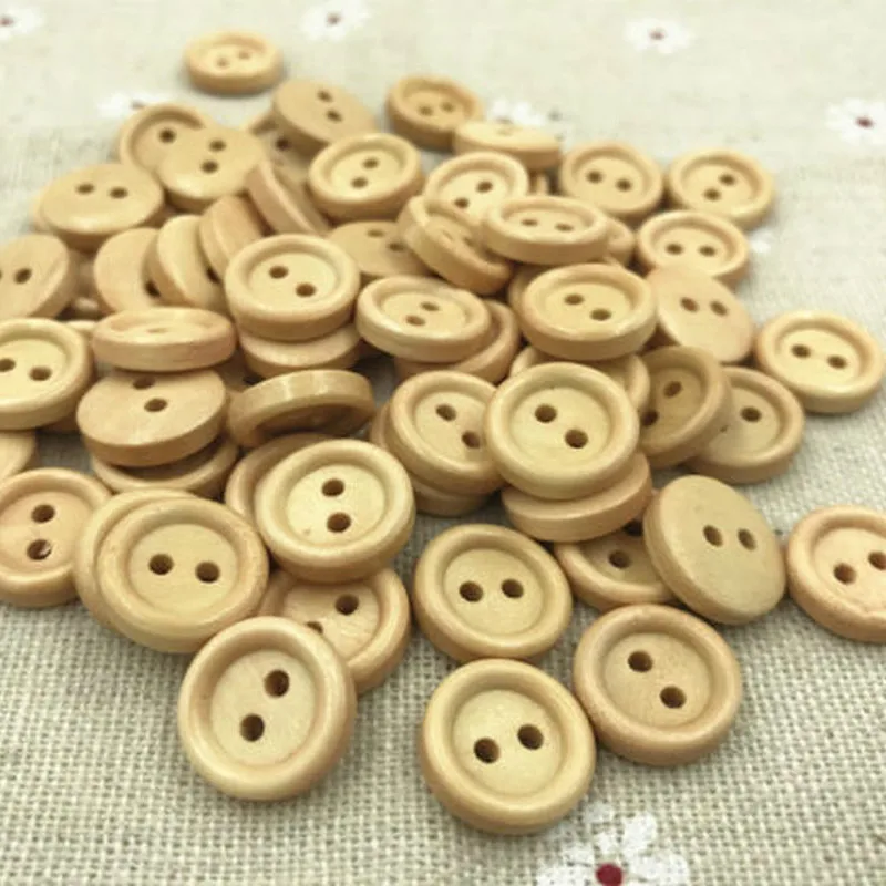 DIY 200 шт. деревянный с 2 отверстиями Кнопки Круглый подходят для шитья