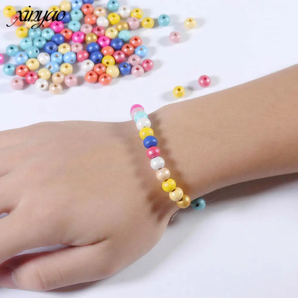 

XINYAO 100pcs Rich color Wooden Beads High Qualit 6/8mm Spacer Beading For DIY Handmade Bracelet Necklace Bead Jewelry supplies