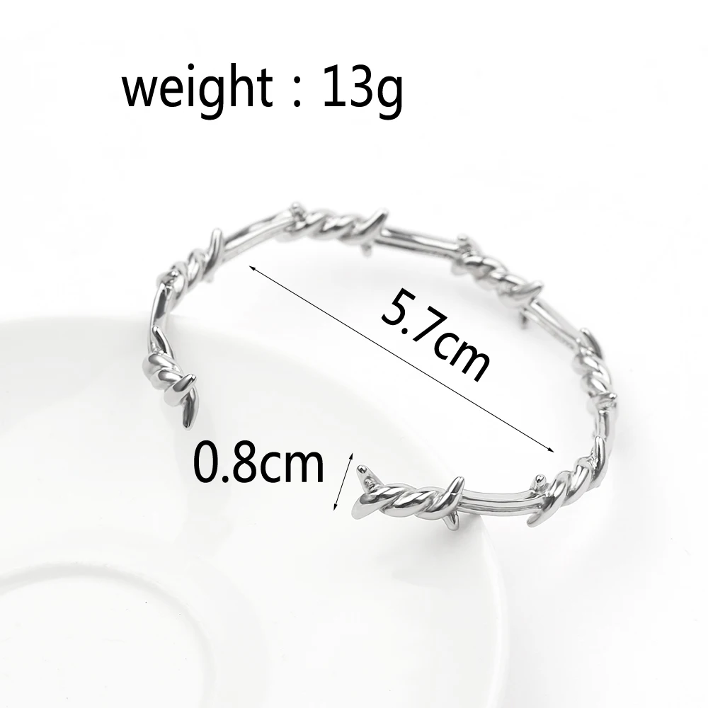 Мужской Открытый Браслет-манжета твист шипы проволока Pulsera титановая сталь геометрический браслет браслеты колючие украшения