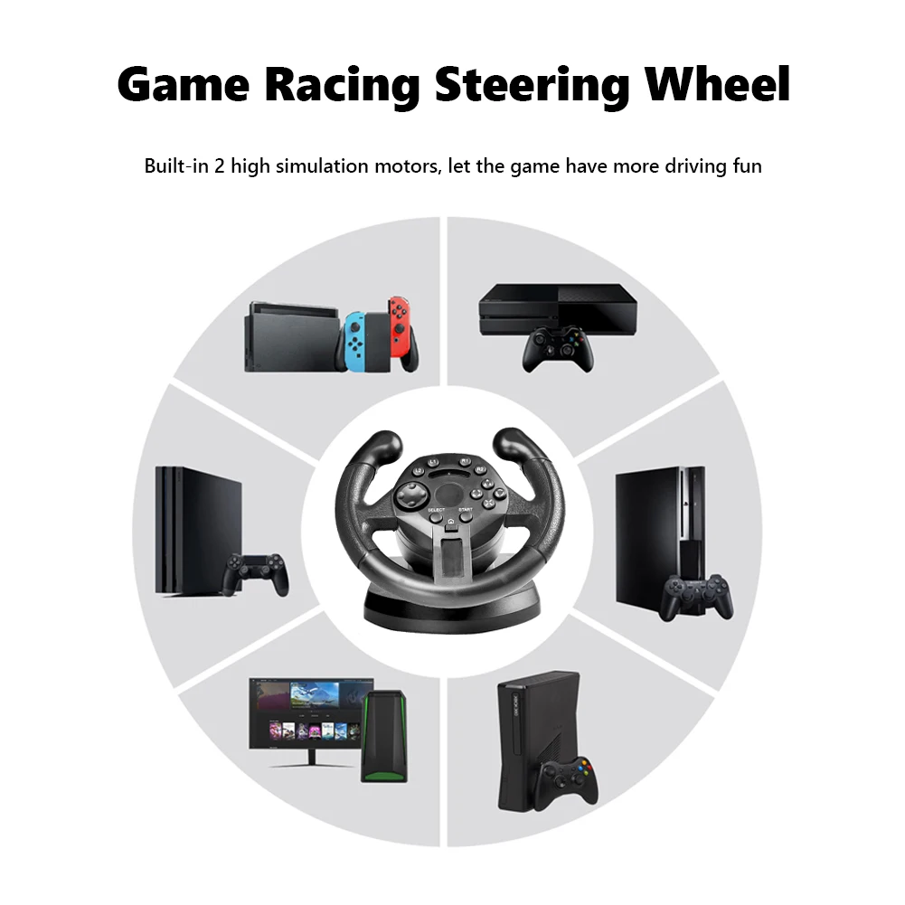 Mini Game Racing Steering Wheel for PS3 PC Vibration Joystick Remote Controller Wheels Driving Gaming Handle Gaming Controller images - 6