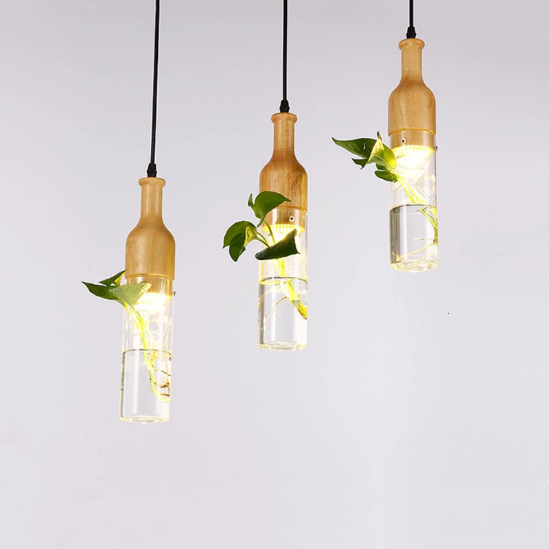 Led пасторальные растения стеклянный подвесной светильник простой креативный