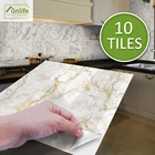 FunlifeБлестящийБелая и Золотая мраморная плитка 1520 см, водостойкая настенная декоративная плитка для ванной, кухни, домашний декор