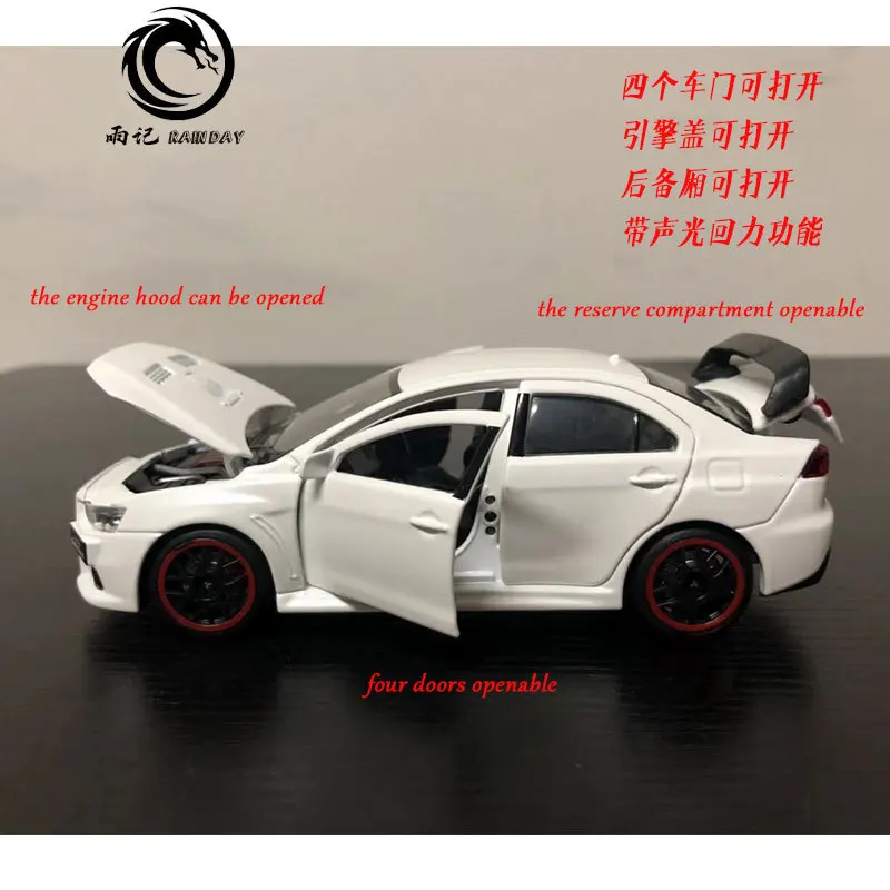 RD 1/32 масштабная модель автомобиля игрушки Mitsubishi Lancer Evolution X звук и свет Литье Металла Отступить модели автомобиля игрушки для подарка, для детей