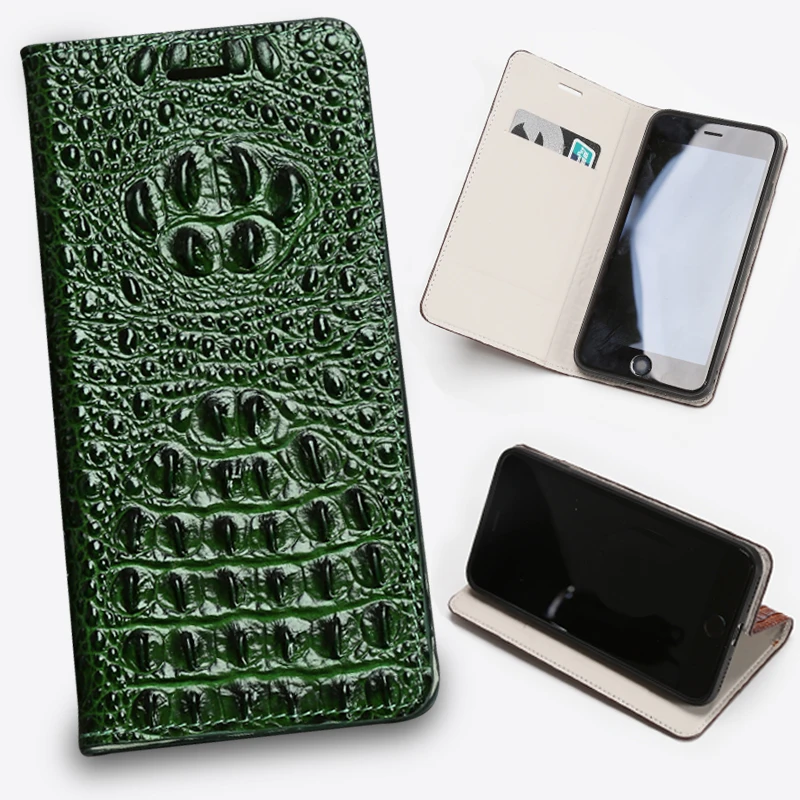 

Leather Flip Phone Case For Huawei Honor 50 60 30 30S 20 20i 10i Lite 8A 9X 8X X10 Max 7X V30 Pro P Smart Crocodile Head Wallet