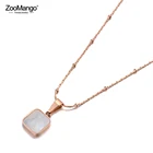 Цепочка-чокер женская, из титана и нержавеющей стали, золотистого и белого цветов, ZN19145, ожерелье с квадратной подвеской