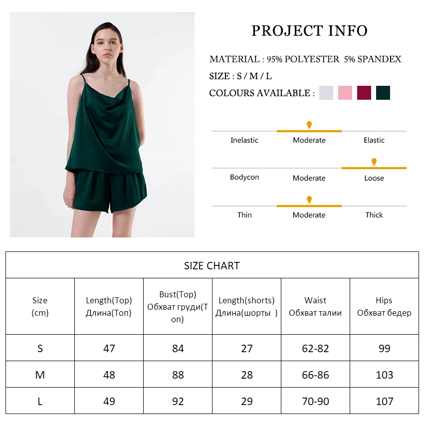 

Restve Solid Sleepwear Women Spaghetti Strap Sleep Tops Satin Shorts 2 Piece Set Homewear Female Pajamas Summer Suit Sets Casual