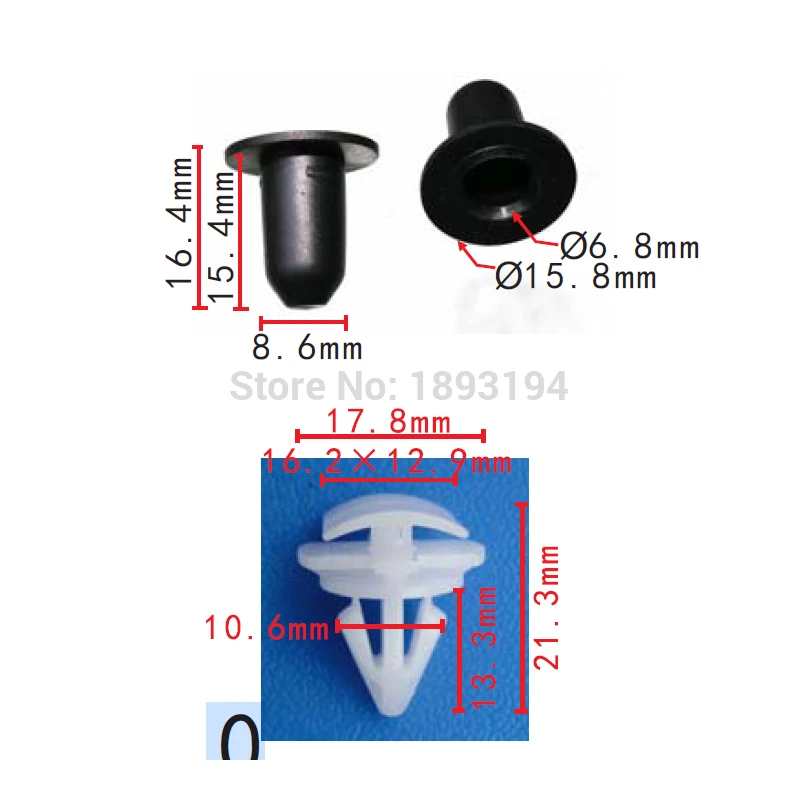 

100 крепежных зажимов с втулкой, отделочные зажимы для Audi, VW, SEAT, SKODA 3c0853586
