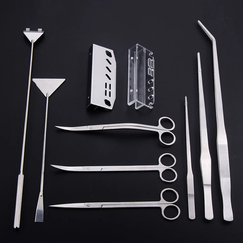 Aquarium Aquascape Plant Tool Stainless Steel Scissor Tweezers Spatula Algae Scraper Storage Rack Fish Tank Cleaning Accessory | Дом и сад