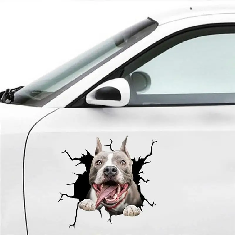 

6 Pcs DIY Dog Car Sticker Pet Dog 3D Crack Car Sticker Car Trunk Bumper Decor Car Styling Pet Decals Simulation pet stickers