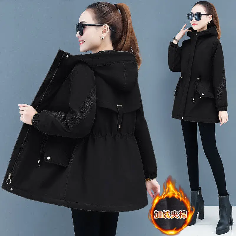 2022 New Middle-Aged Mothers Winter Jacket Women Cotton Padded Jacket Velvet Thickened Mid-Long Parkas Hooded Coat Women