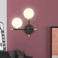Postmodern Nordic luxury model room LED milk white ball wall lamp bedroom bedside study balcony decorative wall lamp