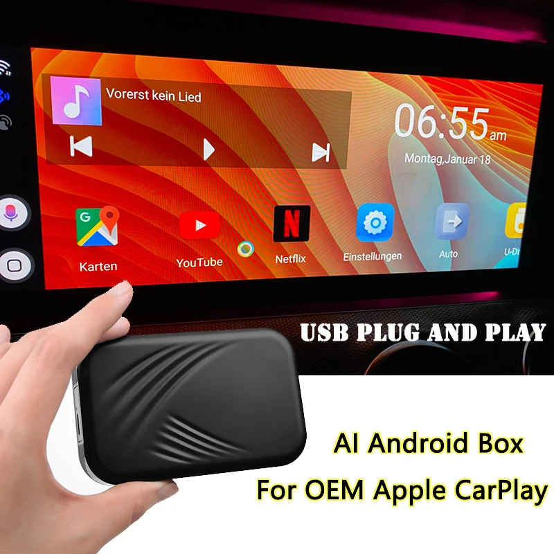 

AI CarPlay Video Box Android Entertainment 4+64G Mirrorlink For AUDI Porsche Volkswagen Chery Mercedes Hyundai Volvo Ford Sync 3