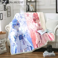re life a different world from zero rem 3d print throw plush sherpa blanket thin quilt sofa chair bedding supply adults kids 01
