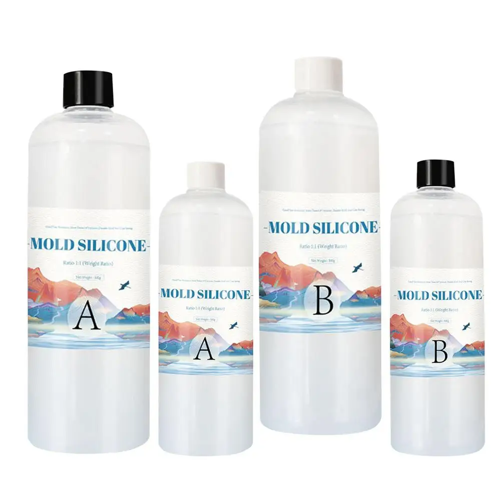 Kit de fabricaci&oacute;n de moldes de silicona, sin burbujas, transl&uacute;cido, claro, relaci&oacute;n de mezcla de silicona, moldeado a escala 1:1-1