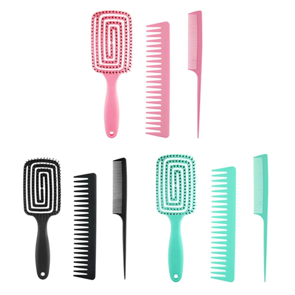 

3pcs Massage Wet Dry Hairs Combs Hairdressing Styling Tools Comb Tail Combs Anti-Static Scalp Massage Comb