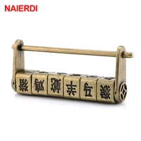 naierdi zinc alloy chinese vintage antique bronze keyed padlock retro combination password lock 9037mm jewelry box padlock