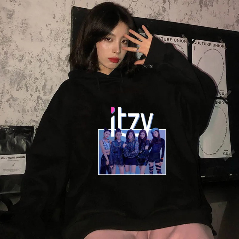 

Women Hoodie Cartoon ITZY ICON Sweater Trend Sweatshirt Fashion Hooded For Teens Pullovers Harajuku Hoody Dropshipping